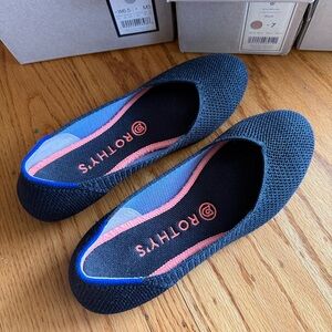 Rothy's metallic lattice stitch flats